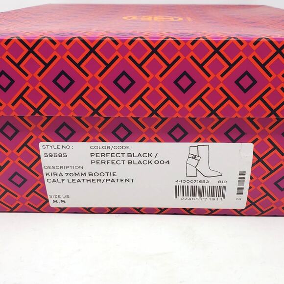 Tory Burch Kira 70MM Bootie Leather Ankle Boots 59585 Perfect Black Size US 8.5 - Picture 10 of 10